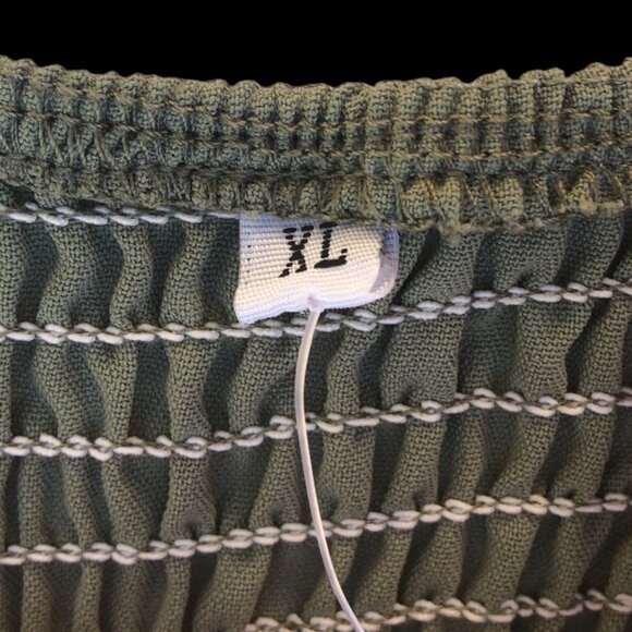 Women's Sage Green Smocked Puff Sleeve Maxi Dress with Slit, XL - Picture 5 of 7